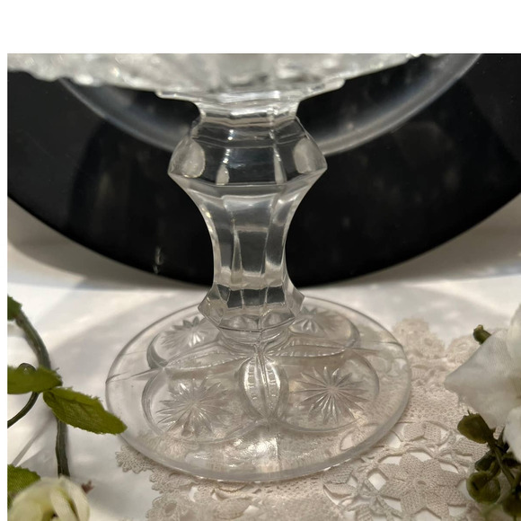 American Brilliant Period Crysyal Cut Glass compote, candy, fruit, floral. - Picture 5 of 7